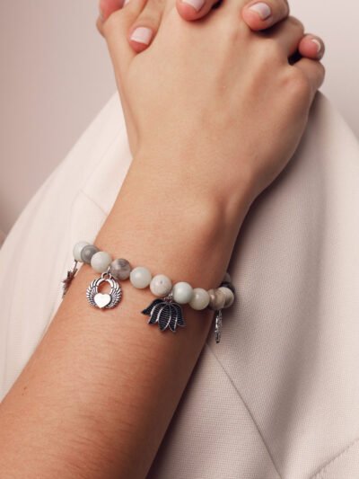 Pulsera Amazonita Dijes Acero