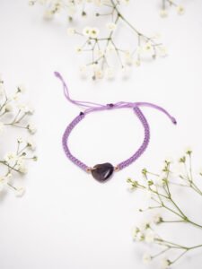 Manilla Tejida Amatista Corazón